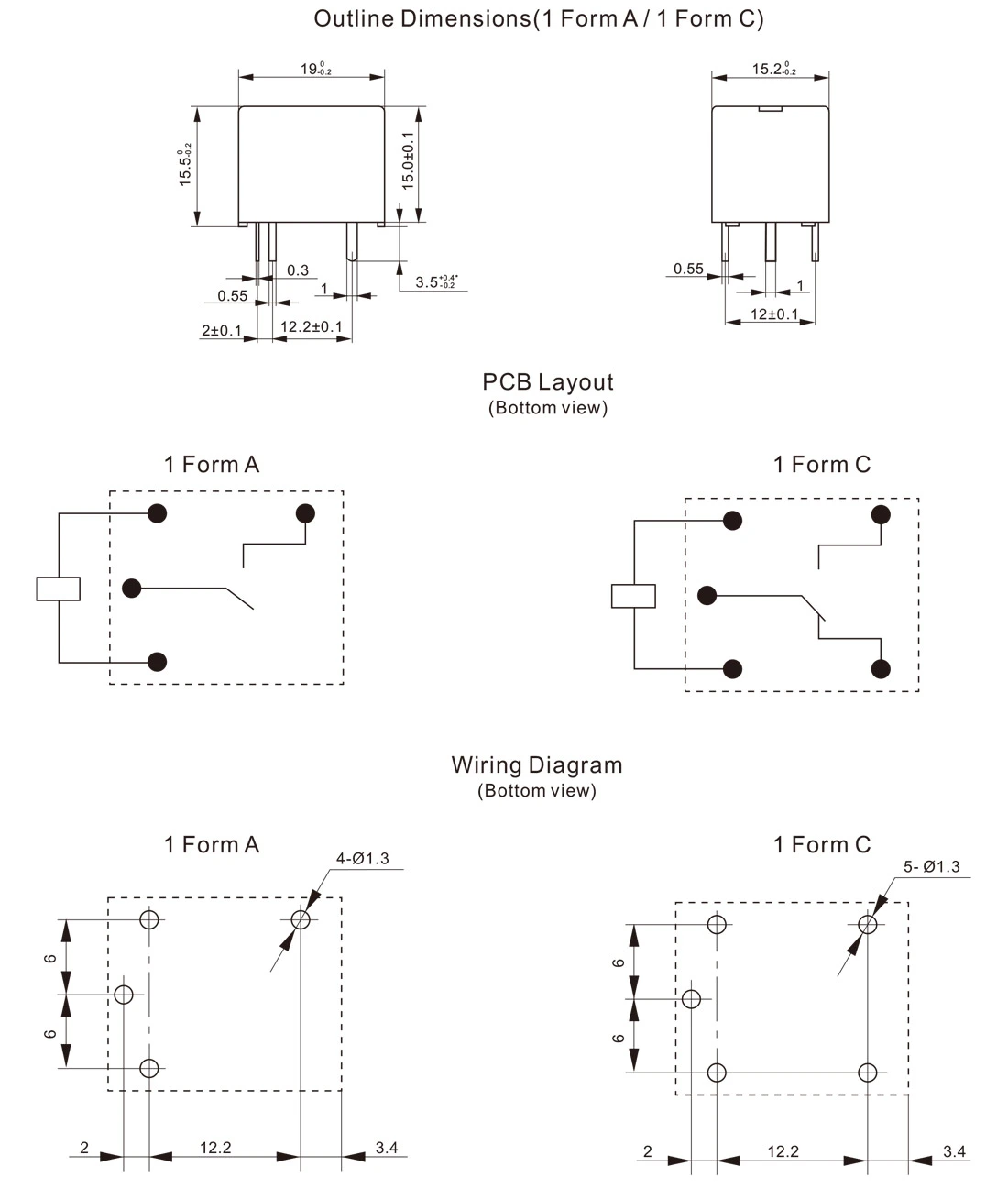 Dimensions of Automotive Time Delay Relay JQC-3FF-M