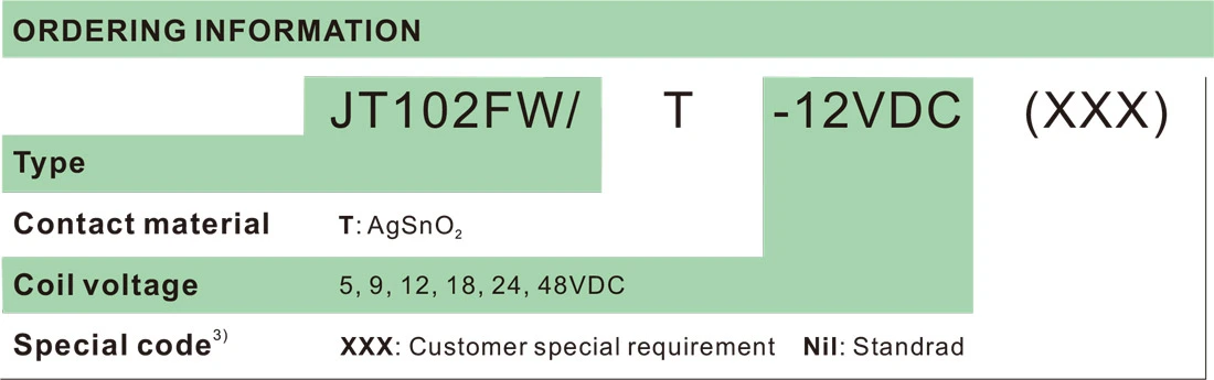 Electronic Relay JT102FW Order Mark